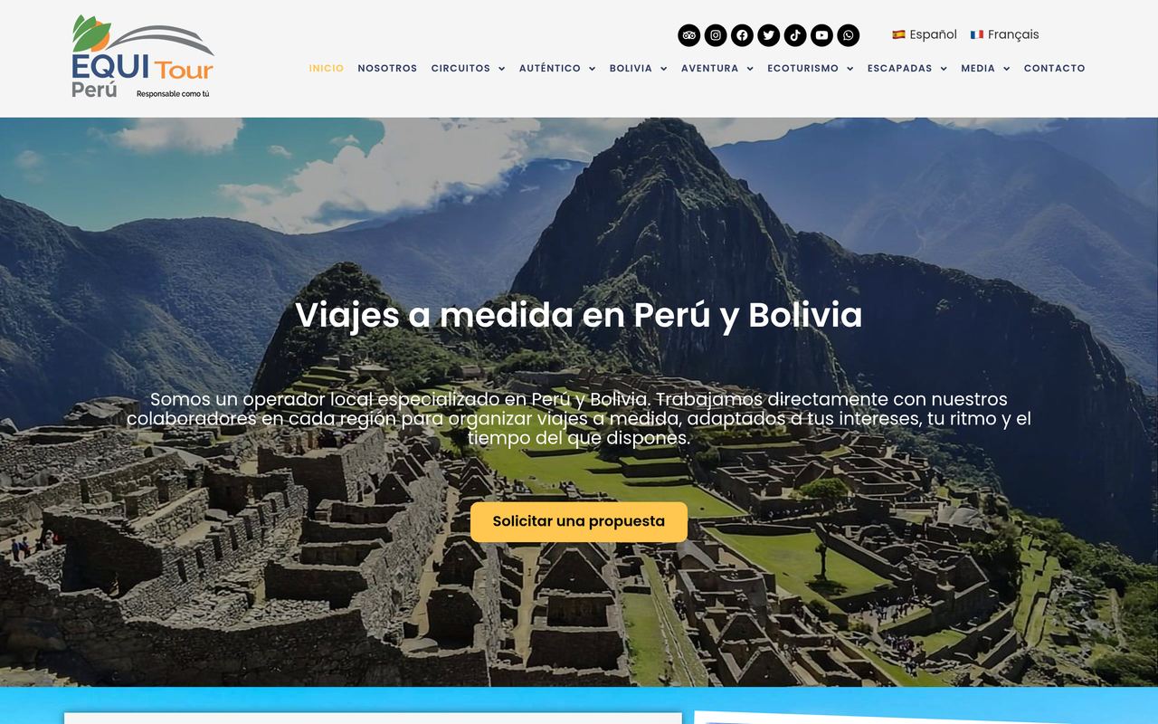 Sitio web de Equitour Perú