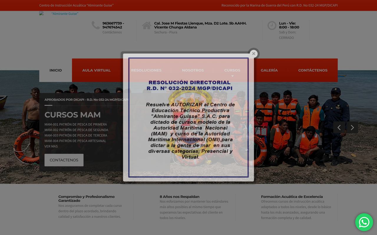 Sitio web de Centro de Instrucción Acuática Almirante Guise