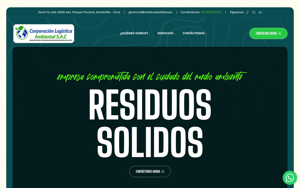Sitio web de Corporación Logística Ambiental
