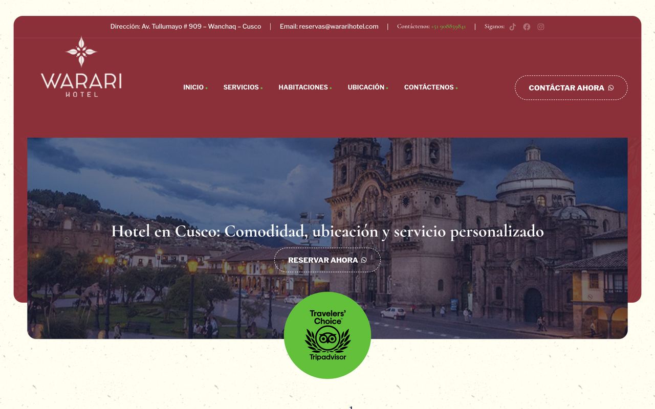 Sitio web de Warari Hotel
